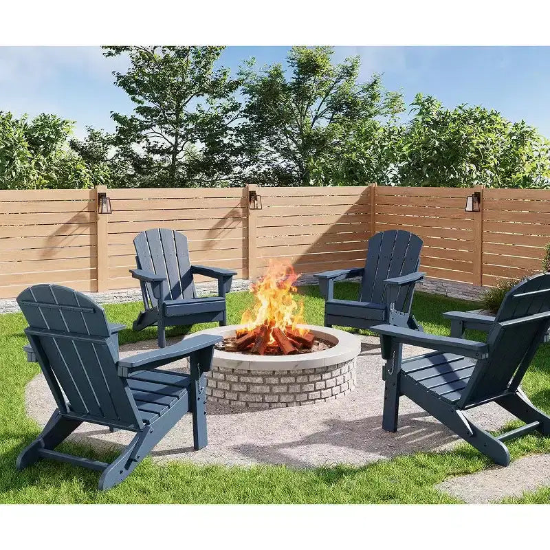 Set da 4 sedie Adirondack pieghevoli, in plastica HDPE resistente alle intemperie, sedie da esterno di grandi dimensioni per patio, prato, giardino, cortile, terrazza, portata 172 kg