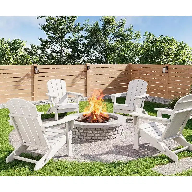 Set da 4 sedie Adirondack pieghevoli, in plastica HDPE resistente alle intemperie, sedie da esterno di grandi dimensioni per patio, prato, giardino, cortile, terrazza, portata 172 kg