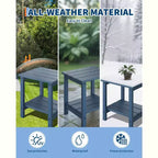 3 Piece Folding Adirondack Chairs Set with Side Table, All Weather HDPE Outdoor Furniture Set for 2, Space Saving for Patio Garden Lawn