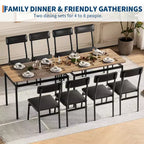 Set da pranzo da 5 pezzi, set da tavolo da cucina in legno con 4 sedie imbottite in PU, set da pranzo industriale con struttura in metallo, marrone