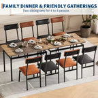Set da pranzo da 5 pezzi, set da tavolo da cucina in legno con 4 sedie imbottite in PU, set da pranzo industriale con struttura in metallo, marrone