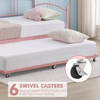 GustoWave Twin Size Metal Daybed with Trundle and Steel Slat Support, Twin Sofa Bed with Arched Headboard