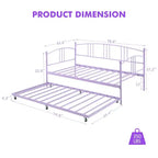 GustoWave Twin Size Metal Daybed with Trundle and Steel Slat Support, Twin Sofa Bed with Arched Headboard