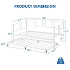 GustoWave Twin Size Metal Daybed with Trundle and Steel Slat Support, Twin Sofa Bed with Arched Headboard