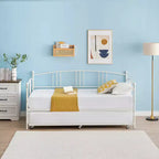 GustoWave Twin Size Metal Daybed with Trundle and Steel Slat Support, Twin Sofa Bed with Arched Headboard