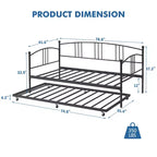 GustoWave Twin Size Metal Daybed with Trundle and Steel Slat Support, Twin Sofa Bed with Arched Headboard