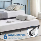 GustoWave Twin Size Metal Daybed with Trundle and Steel Slat Support, Twin Sofa Bed with Arched Headboard