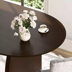 79 Farmhouse Oval Black Dining Table for 6-8 People with Round Arched Table Legs for Dining Room and Living Room