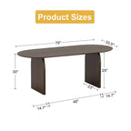 79 Farmhouse Oval Black Dining Table for 6-8 People with Round Arched Table Legs for Dining Room and Living Room
