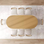 79 Farmhouse Oval Black Dining Table for 6-8 People with Round Arched Table Legs for Dining Room and Living Room