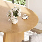 79 Farmhouse Oval Black Dining Table for 6-8 People with Round Arched Table Legs for Dining Room and Living Room