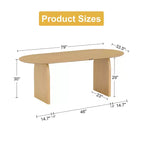 79 Farmhouse Oval Black Dining Table for 6-8 People with Round Arched Table Legs for Dining Room and Living Room