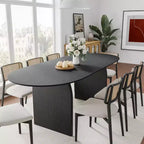 79 Farmhouse Oval Black Dining Table for 6-8 People with Round Arched Table Legs for Dining Room and Living Room