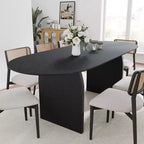 79 Farmhouse Oval Black Dining Table for 6-8 People with Round Arched Table Legs for Dining Room and Living Room