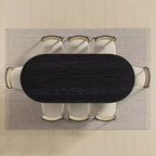 79 Farmhouse Oval Black Dining Table for 6-8 People with Round Arched Table Legs for Dining Room and Living Room