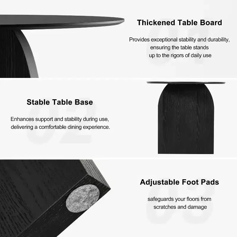 79 Farmhouse Oval Black Dining Table for 6-8 People with Round Arched Table Legs for Dining Room and Living Room