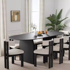 79 Farmhouse Oval Black Dining Table for 6-8 People with Round Arched Table Legs for Dining Room and Living Room