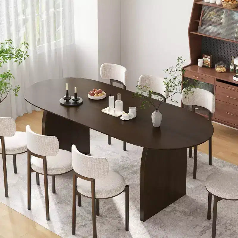 Tavolo da Pranzo Ovale Nero 79 Farmhouse per 6-8 Persone con Gambe ad Arco Rotonde per Sala da Pranzo e Soggiorno