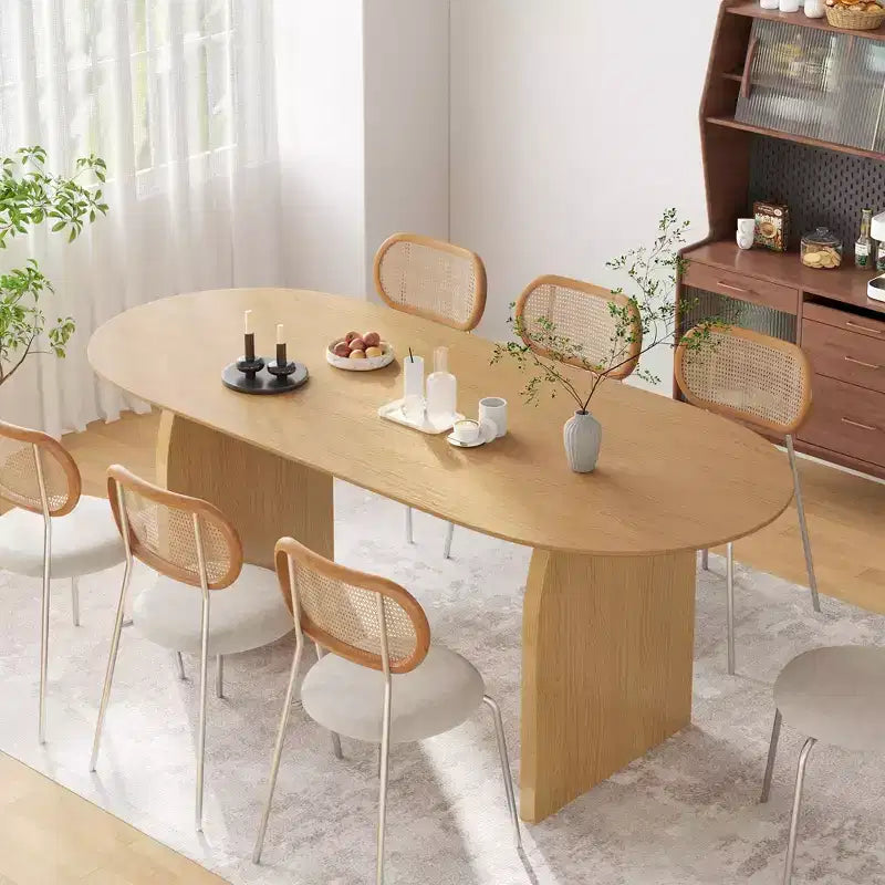 Tavolo da Pranzo Ovale Nero 79 Farmhouse per 6-8 Persone con Gambe ad Arco Rotonde per Sala da Pranzo e Soggiorno