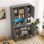 Okak 74 Freestanding Buffet Cabinet with Storage, Sideboard Cabinet Modern Pantry Cabinet with Microwave Stand & Charging Station