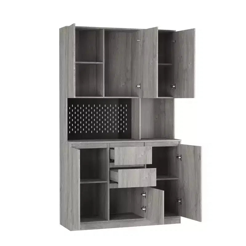 Okak 74 Freestanding Buffet Cabinet with Storage, Sideboard Cabinet Modern Pantry Cabinet with Microwave Stand & Charging Station