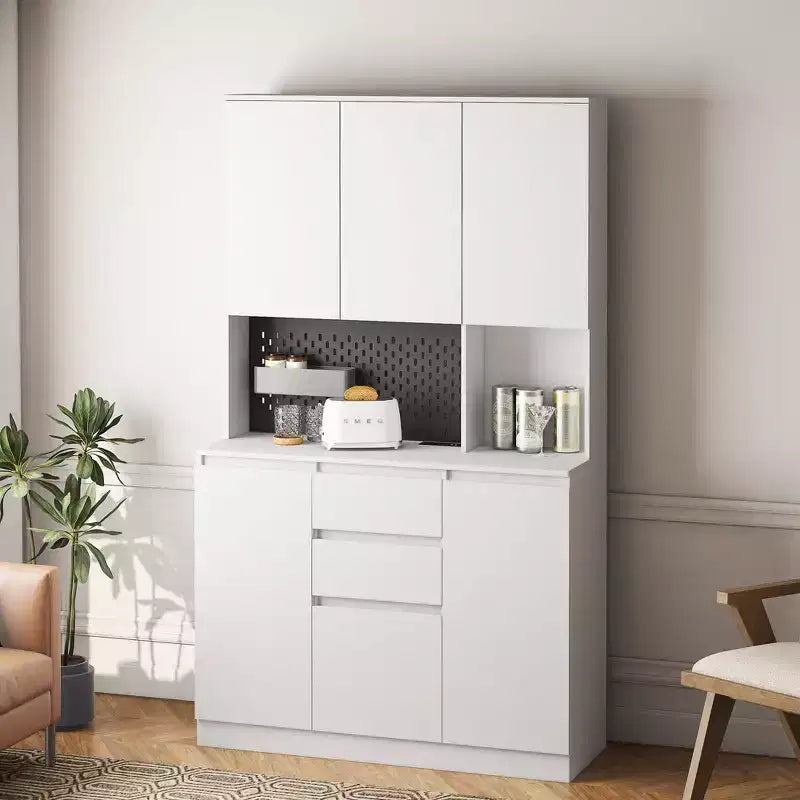 Okak 74 Freestanding Buffet Cabinet with Storage, Sideboard Cabinet Modern Pantry Cabinet with Microwave Stand & Charging Station