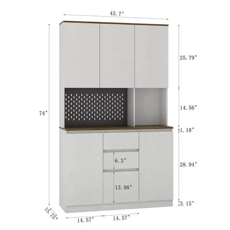 Okak 74 Freestanding Buffet Cabinet with Storage, Sideboard Cabinet Modern Pantry Cabinet with Microwave Stand & Charging Station