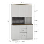 Okak 74 Freestanding Buffet Cabinet with Storage, Sideboard Cabinet Modern Pantry Cabinet with Microwave Stand & Charging Station