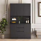Okak 74 Freestanding Buffet Cabinet with Storage, Sideboard Cabinet Modern Pantry Cabinet with Microwave Stand & Charging Station