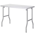 VEVOR Folding Commercial Prep Table, 48 x 24 Inch Commercial Worktable Workstation,Heavy-duty Stainless Steel Folding Table with 300 lbs Load,Silver