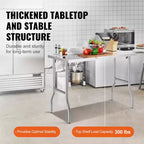 VEVOR Folding Commercial Prep Table, 48 x 24 Inch Commercial Worktable Workstation,Heavy-duty Stainless Steel Folding Table with 300 lbs Load,Silver