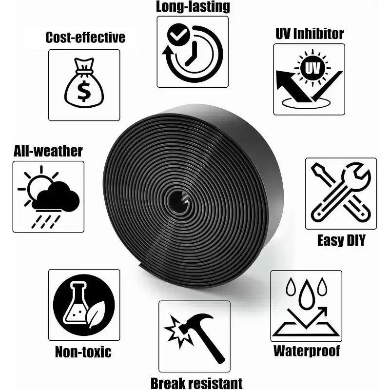 Summit Adventure Patio Chair Repair Kit  20ft Vinyl Straps (2 Wide) + 20 Rivets  for Outdoor Lounge & Lawn Furniture (Black)