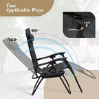 Set di 2 sedie a sdraio a gravità zero Summit Adventure - Recliner da 25" di larghezza con portabicchieri per piscina/patio (nero)