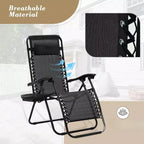 Set di 2 sedie a sdraio a gravità zero Summit Adventure - Recliner da 25" di larghezza con portabicchieri per piscina/patio (nero)