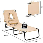 Sedia da Spiaggia Pieghevole a 5 Posizioni Summit Adventure - Cuscino Imbottito e Capacità di 150 kg, Nessun Montaggio Richiesto (Beige)
