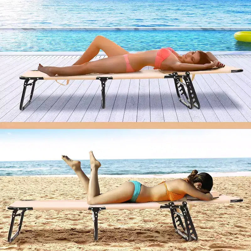 Sedia da Spiaggia Pieghevole a 5 Posizioni Summit Adventure - Cuscino Imbottito e Capacità di 150 kg, Nessun Montaggio Richiesto (Beige)
