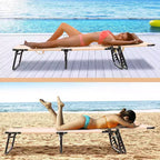 Sedia da Spiaggia Pieghevole a 5 Posizioni Summit Adventure - Cuscino Imbottito e Capacità di 150 kg, Nessun Montaggio Richiesto (Beige)