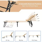 Sedia da Spiaggia Pieghevole a 5 Posizioni Summit Adventure - Cuscino Imbottito e Capacità di 150 kg, Nessun Montaggio Richiesto (Beige)