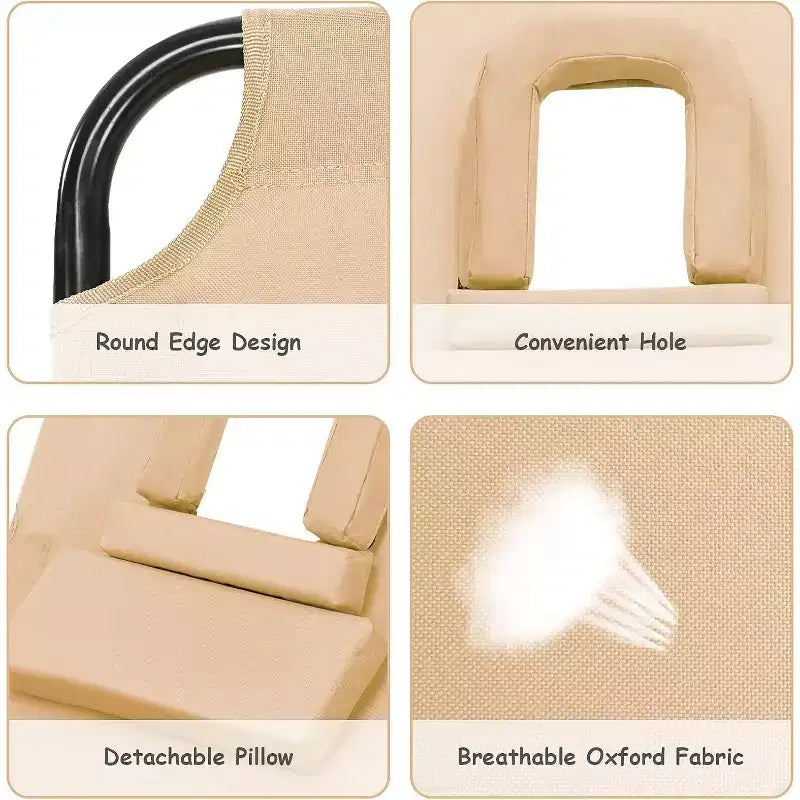 Sedia da Spiaggia Pieghevole a 5 Posizioni Summit Adventure - Cuscino Imbottito e Capacità di 150 kg, Nessun Montaggio Richiesto (Beige)