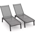 Summit Adventure Set of 2 Foldable Aluminum Chaise Lounges - 4-Position Adjustable Recliners for Pool & Patio (Grey)