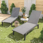 Summit Adventure Set of 2 Foldable Aluminum Chaise Lounges - 4-Position Adjustable Recliners for Pool & Patio (Grey)