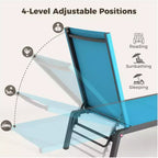 Summit Adventure Set of 2 Foldable Aluminum Chaise Lounges - 4-Position Adjustable Recliners for Pool & Patio (Grey)