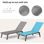Summit Adventure Set of 2 Foldable Aluminum Chaise Lounges - 4-Position Adjustable Recliners for Pool & Patio (Grey)