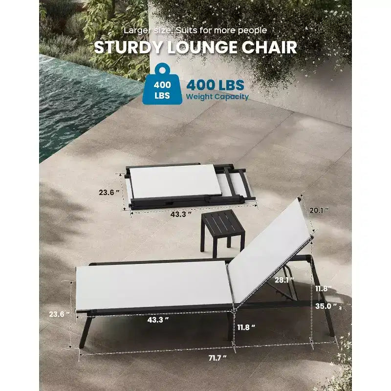 Sedia a sdraio Summit Adventure Outdoor - Reclinabile pieghevole in alluminio a 5 posizioni, nessun assemblaggio richiesto per piscina/spiaggia