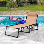 Summit Adventure Lettino Pieghevole per Carichi Pesanti 400 libbre - Reclinabile Regolabile con Cuscino per Patio, Piscina e Campeggio (Beige)