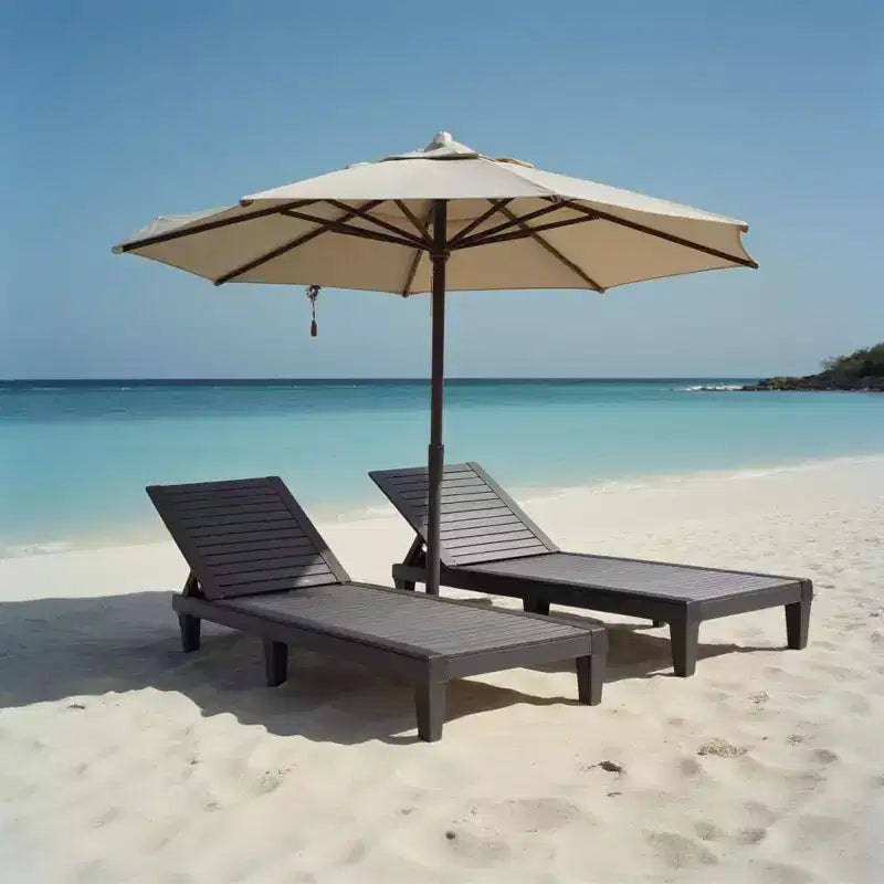 Summit Adventure Set of 2 Black Patio Lounge Chairs - 5-Position Adjustable, Waterproof & Lightweight for Pool/Lawn