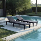 Summit Adventure Set of 2 Black Patio Lounge Chairs - 5-Position Adjustable, Waterproof & Lightweight for Pool/Lawn