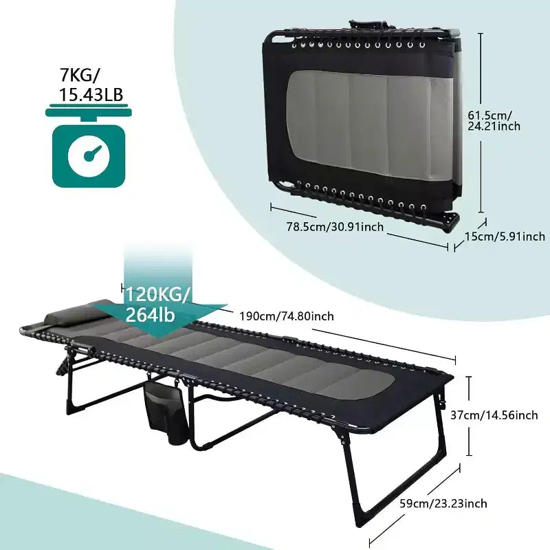 Sedia a Sdraio Pieghevole a 5 Posizioni Regolabili Summit Adventure con Cuscino, Supporta 120 kg, per Esterni/Patio/Spiaggia