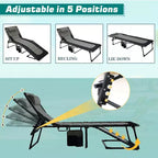 Sedia a Sdraio Pieghevole a 5 Posizioni Regolabili Summit Adventure con Cuscino, Supporta 120 kg, per Esterni/Patio/Spiaggia