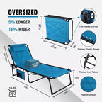 Summit Adventure Oversized Foldable Chaise Lounge with Cushion  Reclining Camping Cot for Indoor & Outdoor Use  Patio, Backyard, Beach